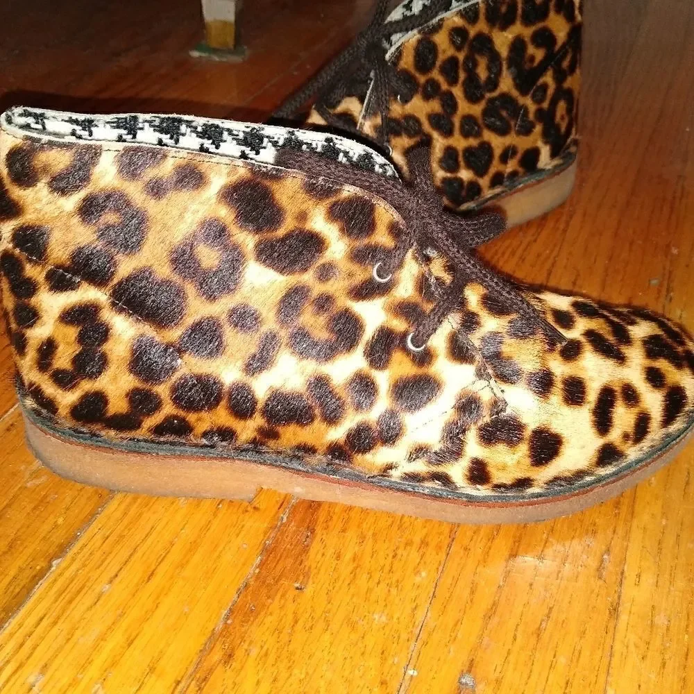 Leather Pony Hair ankle boots Cheetah print